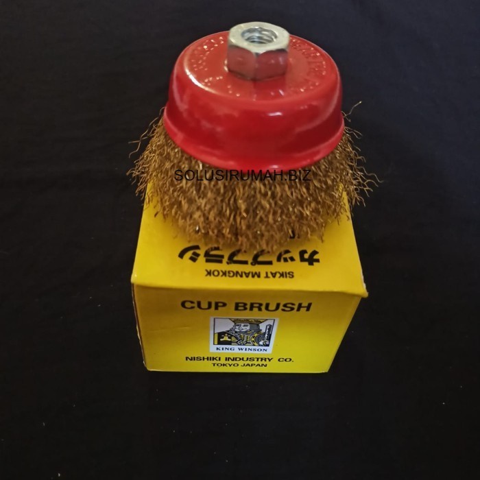 Sikat Kawat Mangkok 3" Kuning 3 inch Cup Brush Gerinda as m10 perpcs