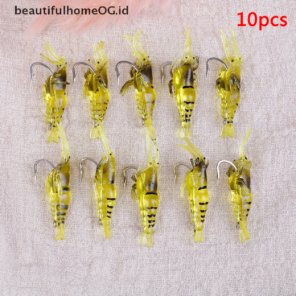 10 Pcs Umpan Pancing Bentuk Udang Bahan Lembut Dengan Xx