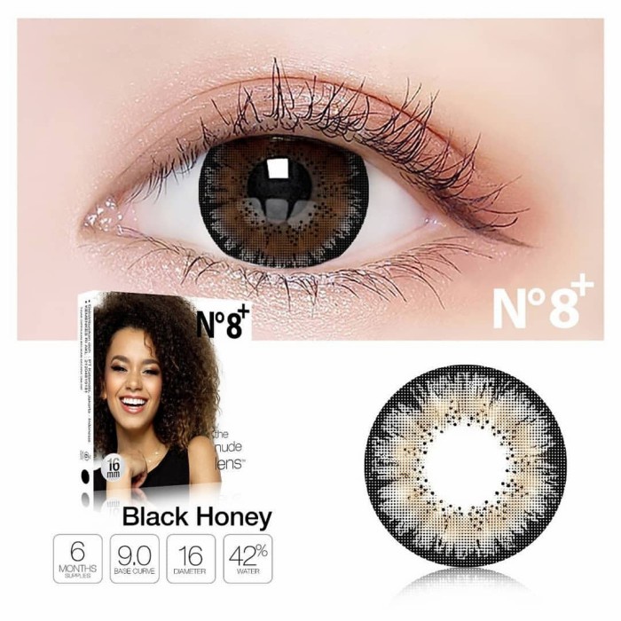 Promo - Softlens Ice N8+ - Black Honey - Sedia 1 pasang lensa kotak normal warna brown diameter 14-1
