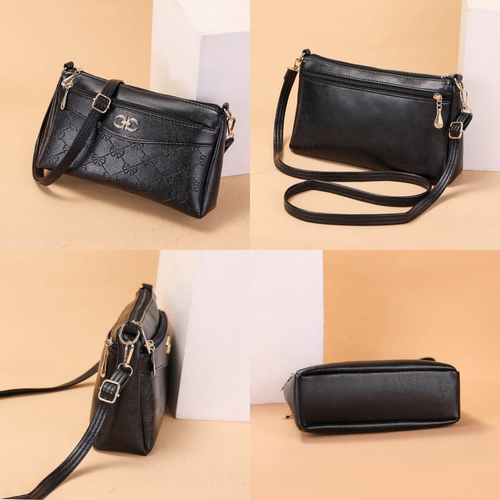 TAS SELEMPANG WANITA PREMIUM KULIT HITAM JULY TA421B5 SLING BAG CEWEK KOREA REMAJA FASHION KEKINIAN IMPORT BATAM BRANDED