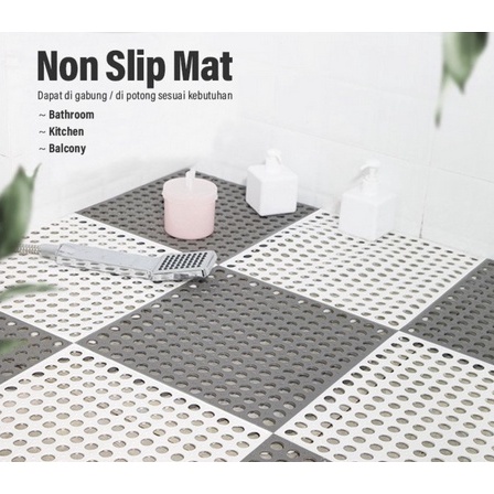 Karpet Kamar Mandi Anti Licin 30x30CM / Keset Lantai Anti Slip Polkadot Dapur Mat Non-Slip