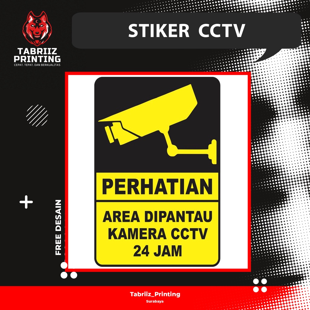 

[TABRIIZ PRINTING] Stiker CCTV 15cm X 20Cm Stiker CCTV/Stiker Vynil CCTV