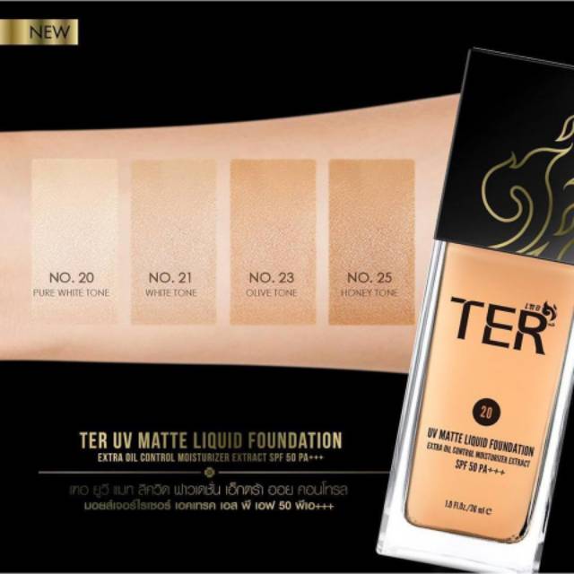 TER UV Matte Liquid Foundation Extra Control Moisturizer Extract SPF 50 PA+++ Thailand / Full Cover