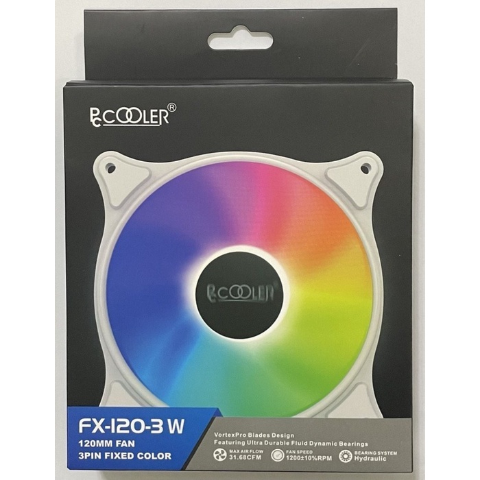 PCCOOLER FX-120-3 Fixed LED Dynamic Color 120mm 3Pin + Molex Fan Case