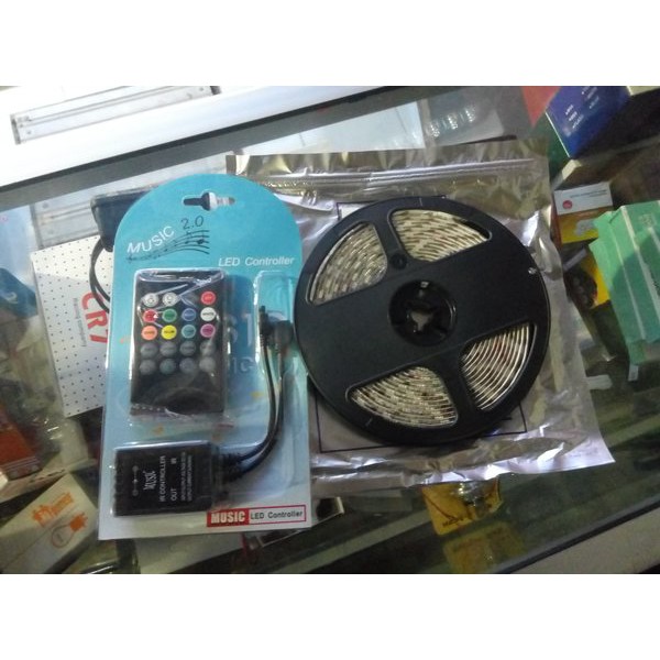 TERMURAH -  Lampu Led Strip Roll RGB 5050 Byk Warna Sensor Suara Music Musik Led Kolong Plafon Audio