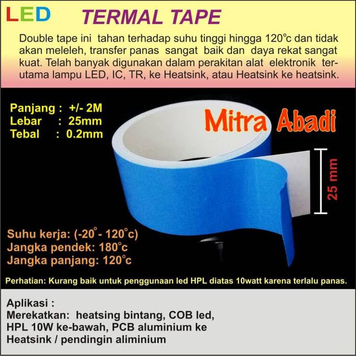 

Jual Thermal Tape 2 meter x 25 mm Berkualitas