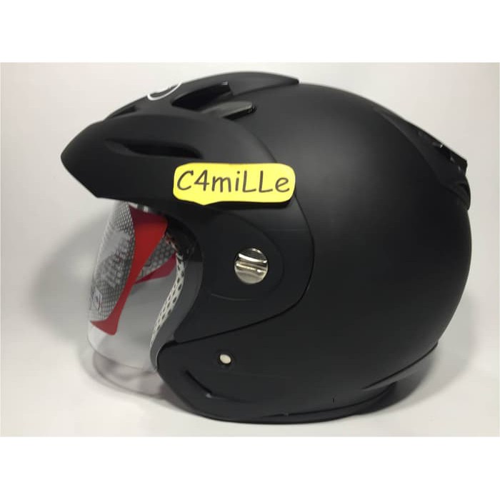HELM KYT ROMEO SOLID BLACK DOFF HALF FACE