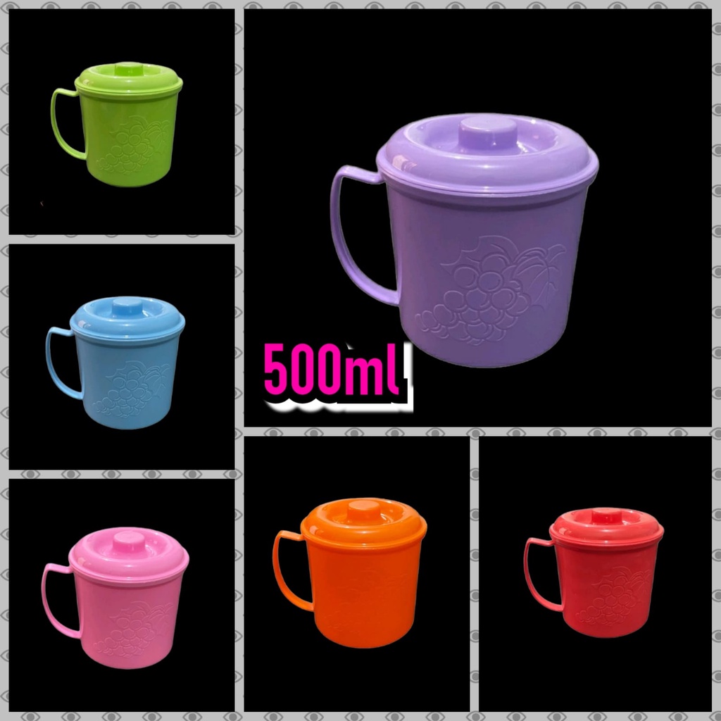 MUG MURAH / MUG PLASTIK 500 ML DENGAN TUTUP / MUG BESAR MURAH / MUG PLASTIK JUMBO MURAH / MUG PLASTI