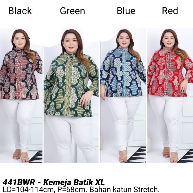 BIGSIZE BLOUSE LADY BATIK JUMBO XL ATASAN KERJA KANTOR WANITA MURAH BAJU CEWEK ETNIK 441