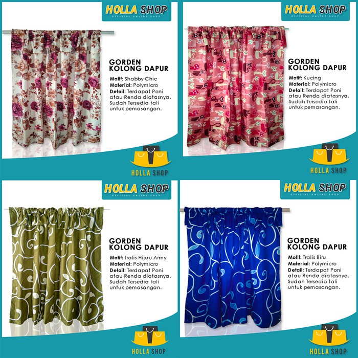 Gorden Kolong Dapur Motif | Hordeng Kolong Meja Dapur Murah - Motif - TRALIS BIRU Terbatas