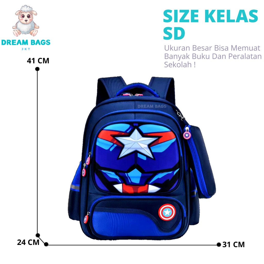 Dream Bags - Tas Anak Kaptain DB 7712 Tas Sekolah Anak Ransel Anak