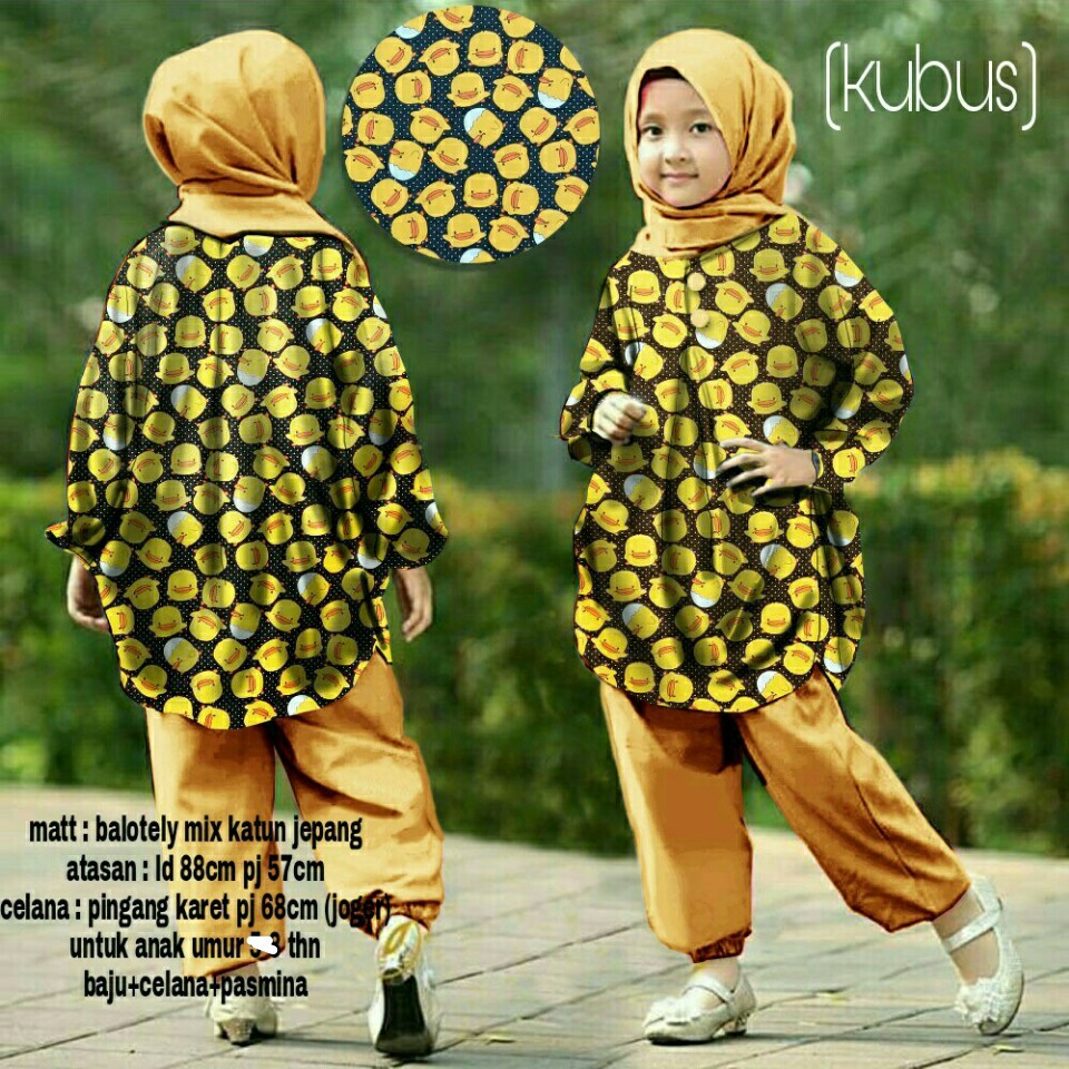 PROMO TERLARIS set una donal mustar fashion anak stelan baju muslim gamis stelan anak