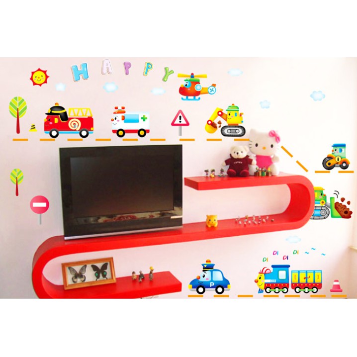 RELIZA WALL STICKER MOBIL TRANSPORTASI TRUCK ANAK CAR KID XY 8105 STIKER DINDING