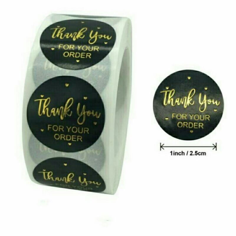 

Stiker Ucapan Terima Kasih Sticker Thank You For Your Order Love Hitam Murah