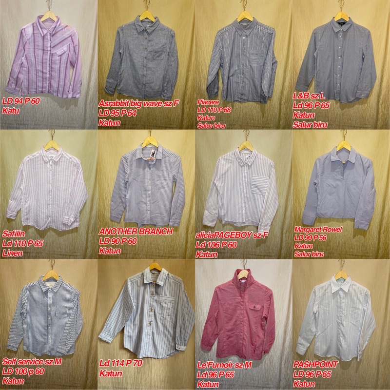 kemeja wanita lengan panjang garis salur/kemeja motif salur/kemeja kerja/hem formal mix 2