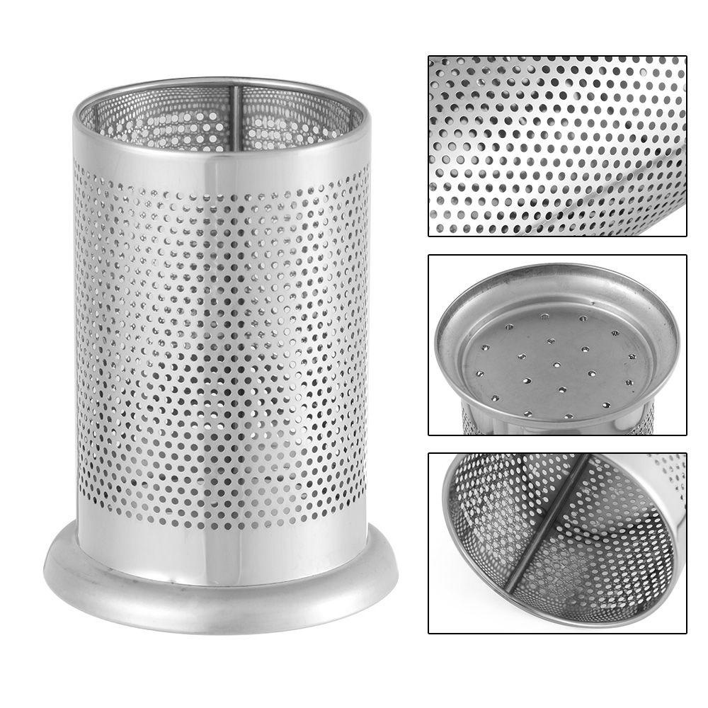 Solighter Alat Penyimpanan Sumpit Stainless Steel Drainer Basket Tempat Sendok Garpu