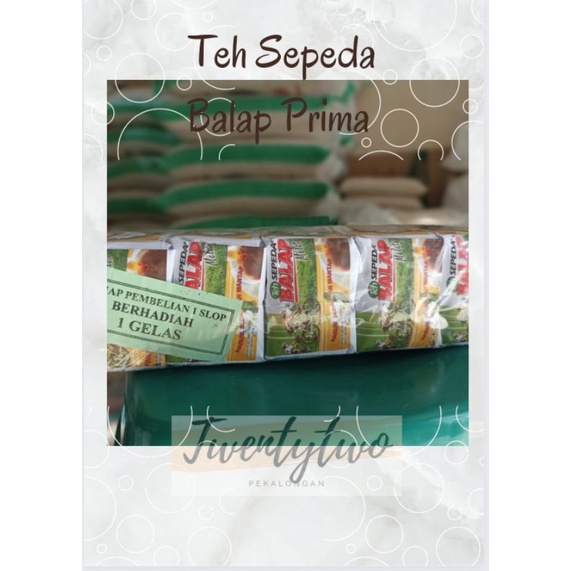 

Teh Sepeda Balap Prima {Teh Khas Pekalongan} 1pack isi 10pcs (setiap pembelian 1 slop gratis 1 gelas cantiks)