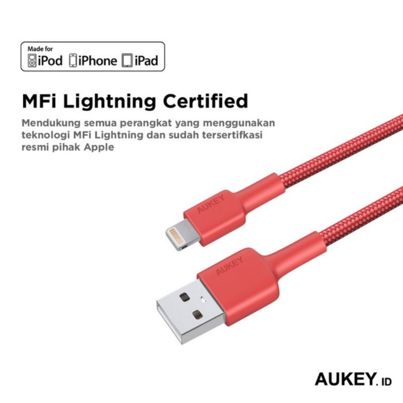 Aukey MFi CB-BAL4 USB A to Lightning Cable 2M