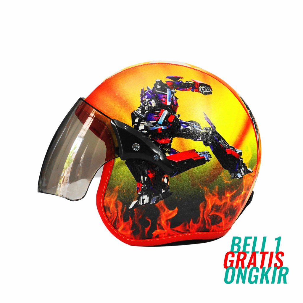 Helm Anak Standart Kaca Half Face Scoopy Original Karakter Transformers