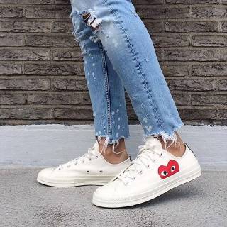 converse x cdg low white