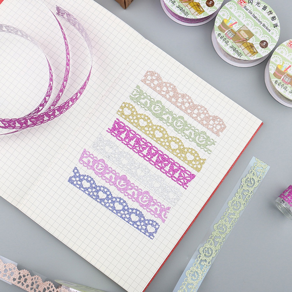 1 Roll Pita Renda Glitter Warna Emas Untuk Dekorasi Scrapbook