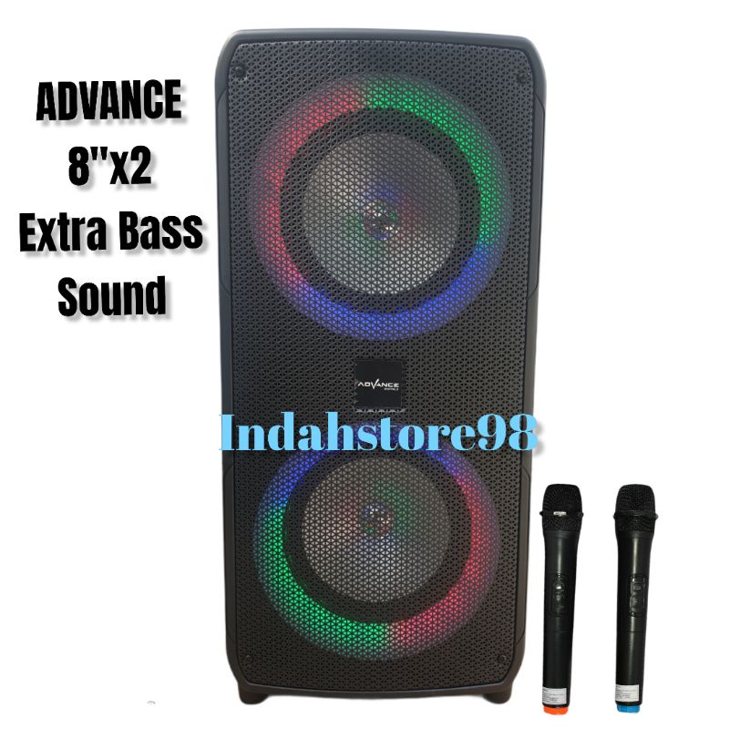 Speaker Portable 8 inch Advance K8DA Bluetooth Karaoke Extra Bass 2 Mic Wireless Original