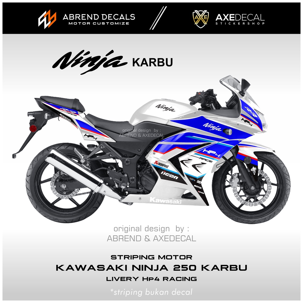 STRIPING NINJA 250 CARBU HP 4 RACING / STIKER MOTOR KAWASAKI NINJA KARBU DESIGN CUSTOM / STOCK DECAL