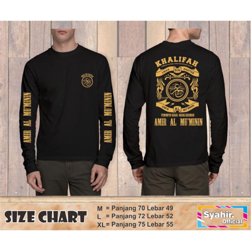 kaos khalifah umar bin khattab tangan panjang bahan katun