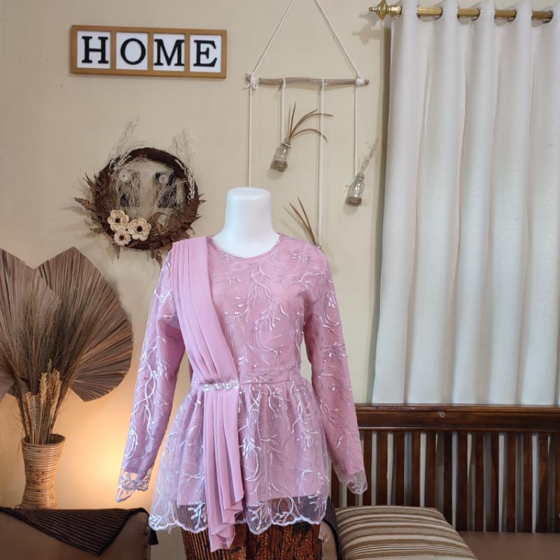 KEBAYA SELENDANG LAMARAN, WISUDA, DOMAS, BRIDESMAID (ATASAN SAJA)-Rose gold motif 2
