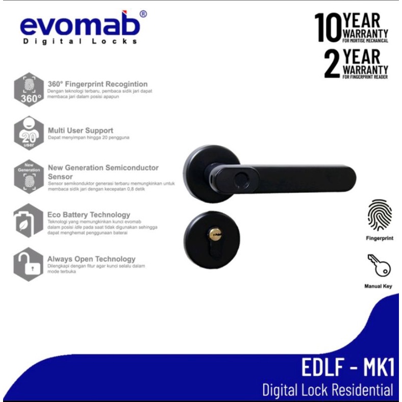 evomab Kunci Pintu Digital Smart Home EDLF-MK1