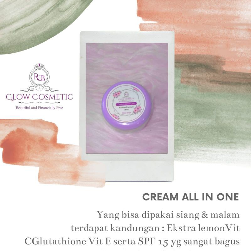 CREAM RCB GLOW ORIGINAL ( KEMASAN BARU) BPOM/WHITENING GLOWING CREAM/CREAM ALL IN 1/ RCB GLOW COSMETIC