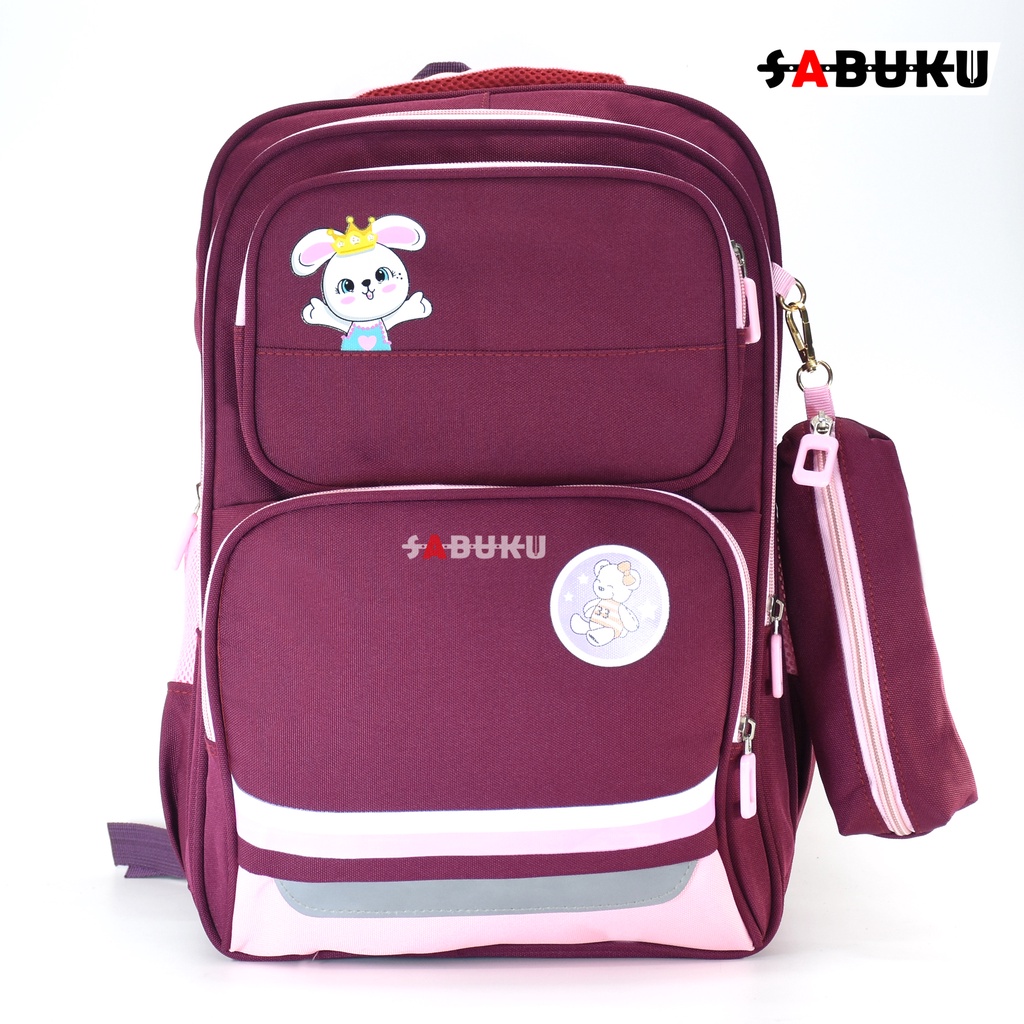 Tas Sekolah Anak Laki-Laki Dan Perempuan Backpack Sekolah Anak Tk Sd Smp SET Tempat Pensil - 185-Merah