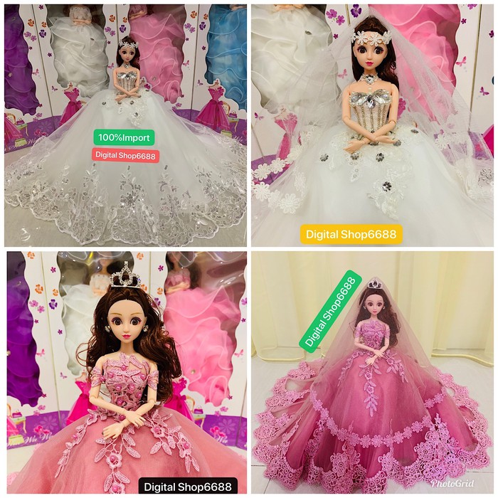 Langsung Order Gaun Pernikahan Boneka Barbie Ber Buntut Panjang Ukuran Tinggi 50cm - Putih terbaik
