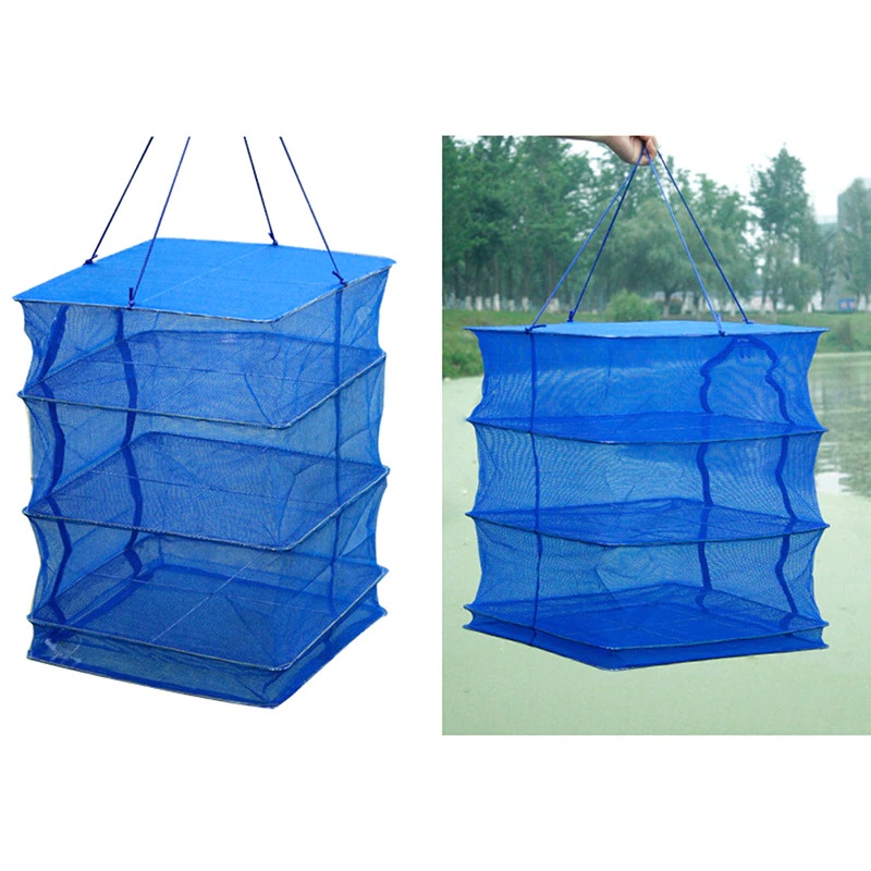 Rak Pengering Jemur Makanan Foldable Dyring Mesh Net 4 Layer Size S - G58 - Blue