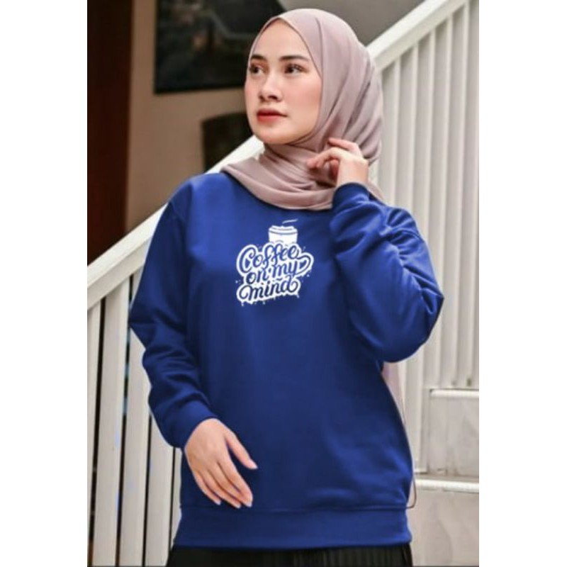 Kaos Lengan Panjang COFFE ON MIND  / Kaos Sweatshirt / Atasan Wanita / Atasan Wanita Lengan Panjang