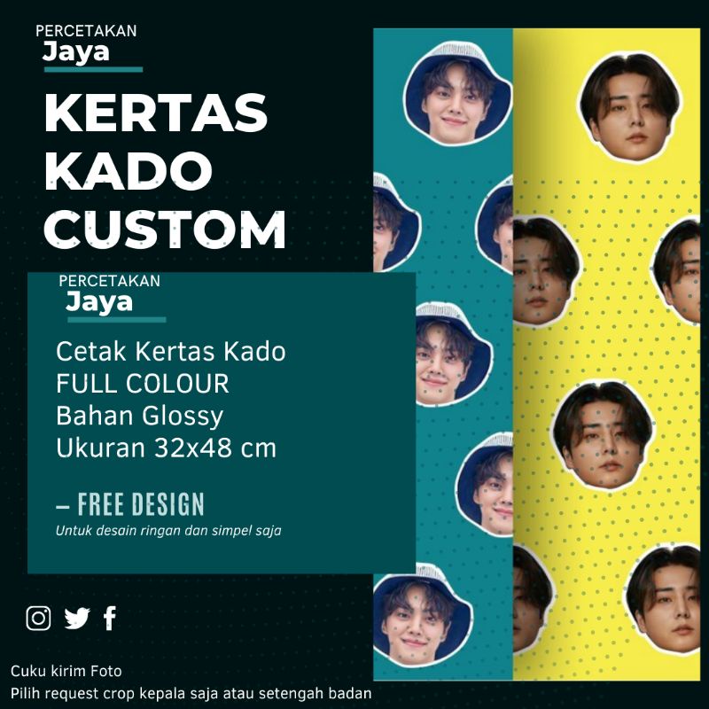 

KERTAS KADO CUSTOM ukuran A3 32x48CM TEBAL 150gsm