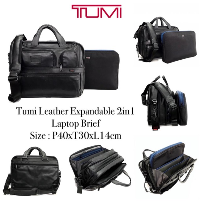TM Leather Expandable 2in1 Laptop Brief