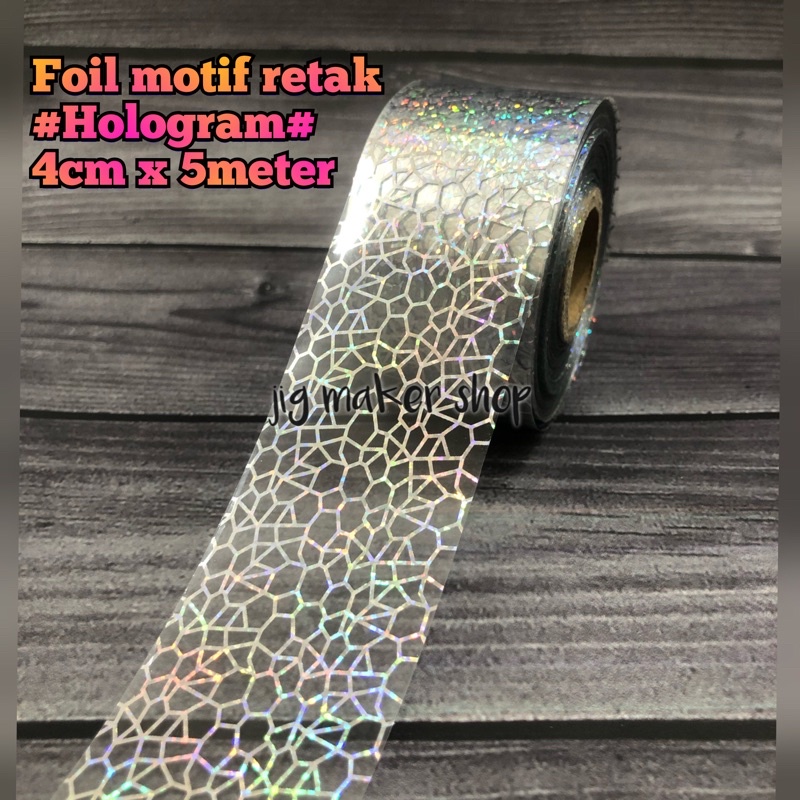 Hologram hot stamping foil motif retak, lebar 4cm x 5 meter