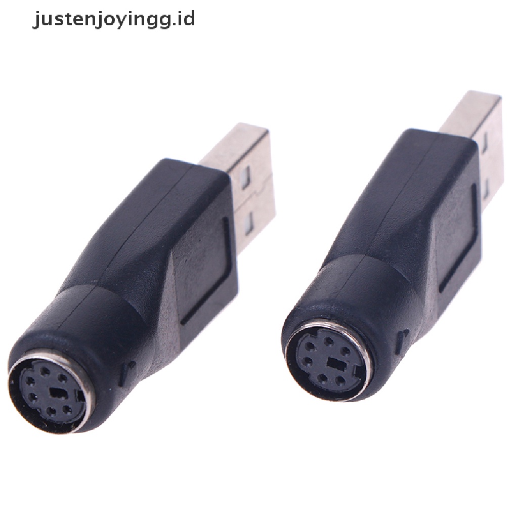 // justenjoyingg.id // 2Pcs PS/2 Male to USB Female Port Adapter Converter for PC Keyboard Mouse Mice ~