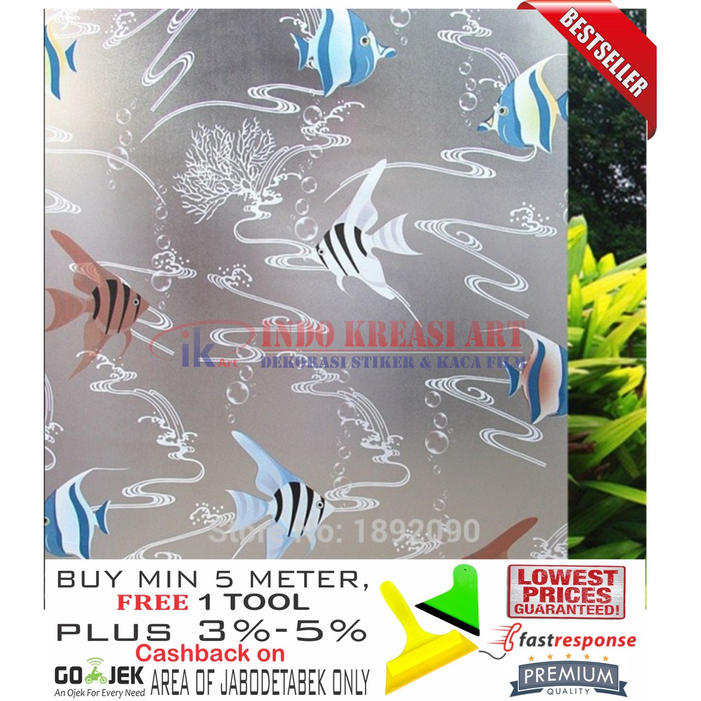 STIKER KACA STICKER KACA MOTIF IKAN FISH 122 KACA FILM MOTIF PELAPIS KACA JENDELA