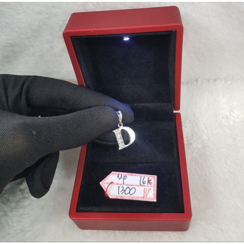 Lt1511E164E liontin abjad huruf D white gold emas putih asli inisial nama fashion wanita gold berat 