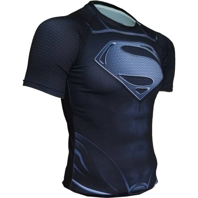 HTS-010HT Kaos superhero sport fitness bodyfit Superman Justice League hitam