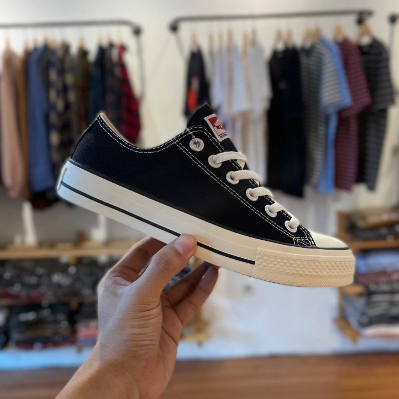 Sepatu Vantela Etnic Low Black Natural Original 100%