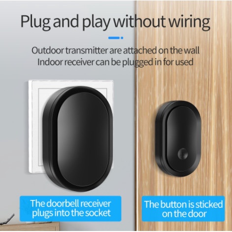 Angel Bel Pintu Rumah Wireless Listrik Baterai Alarm Door Waterproof