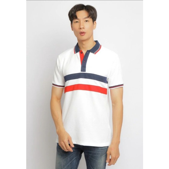 Kaos Polo Pria Poshboy Original Remington Poloshirt Stripes terlaris bahan katun waffle putih