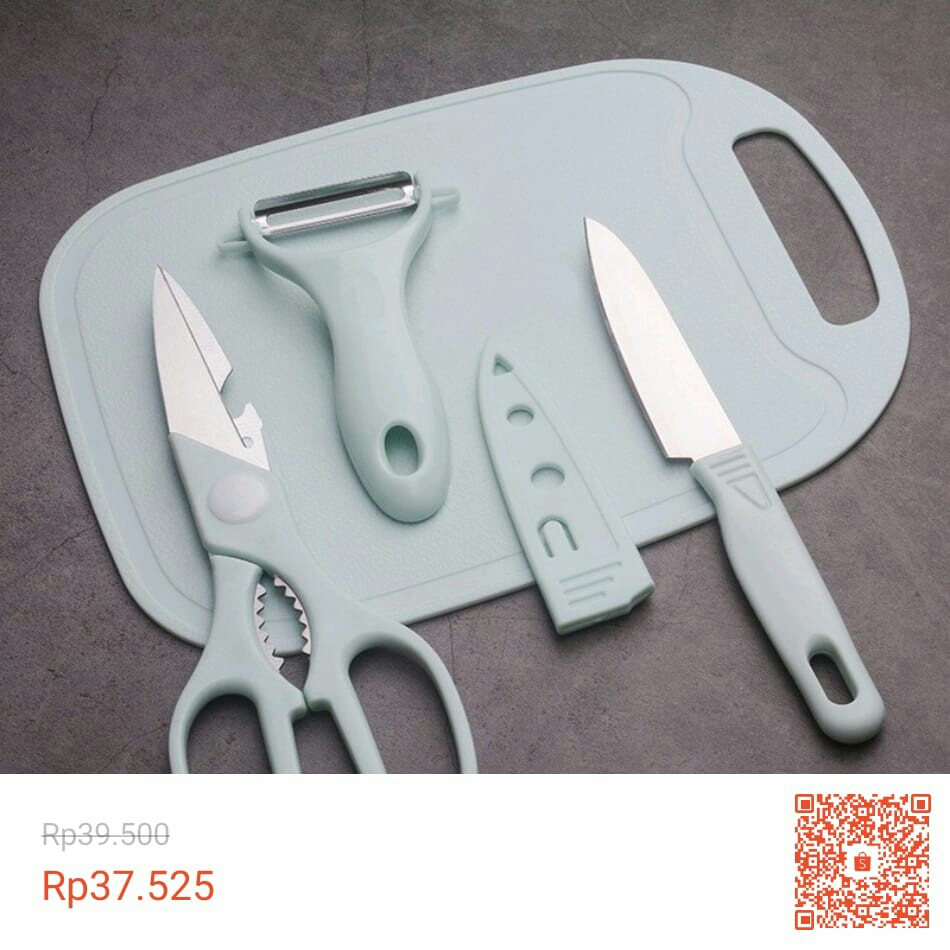 Talenan Set 4set Gunting , Pisau , Pisau Kupas