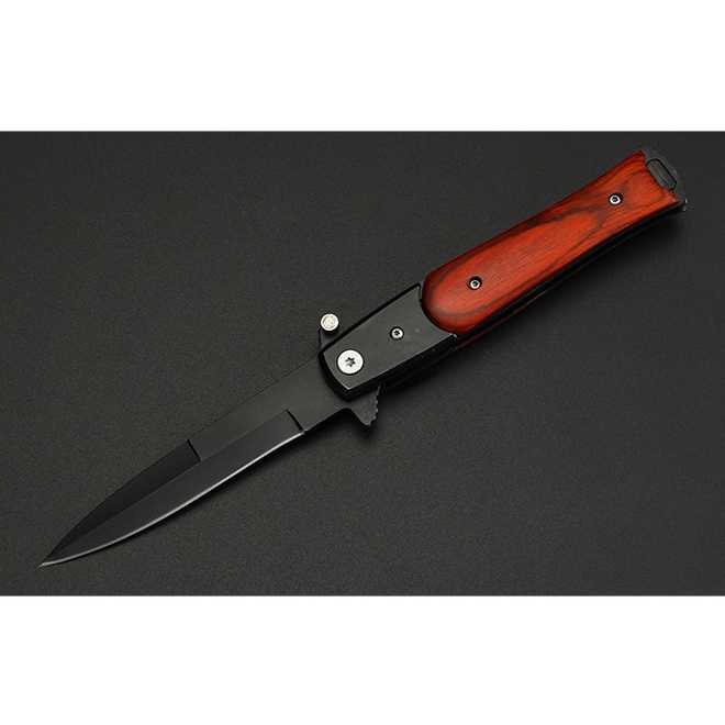 Pisau Camping Lipat Folding Knife TSSI SH7 Survival Tool Wood Handle