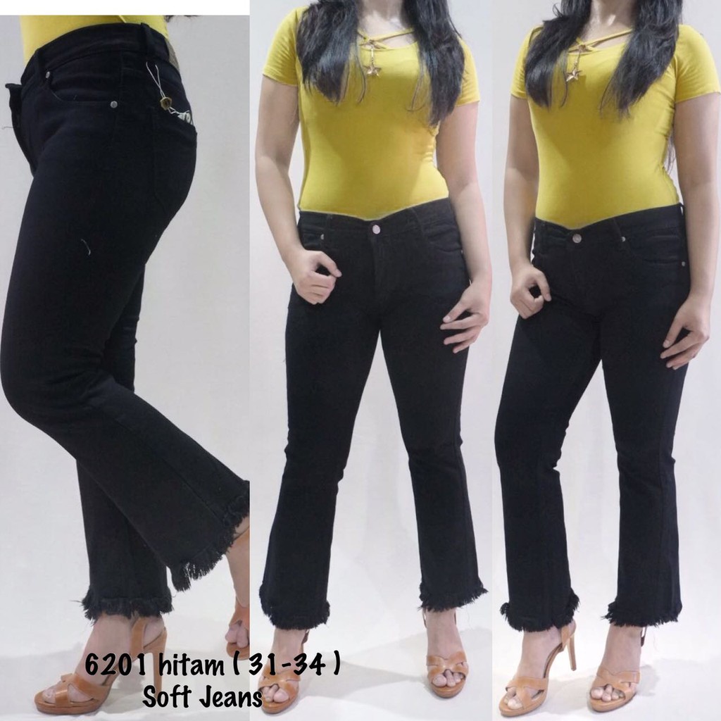  CELANA  JEANS CEWEK WANITA  CUTBRAY  HITAM BLACK RUMBAI RUMBE 