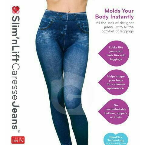 Celana legging Jeans wanita slim n lift panjang karet elastis tubuh ramping fleksibel denim simple