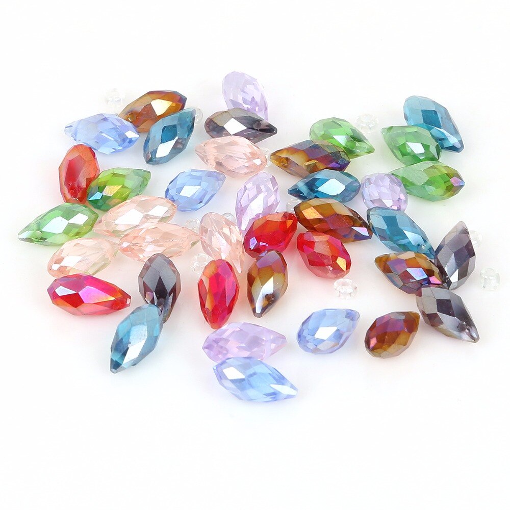 6x12mm 50 pcs/lot Eropa Pesona Manik-manik Kristal, Multi Warna Tear Drop Beads, Lintas Lubang Kristal Manik-manik Untuk Membuat Perhiasan